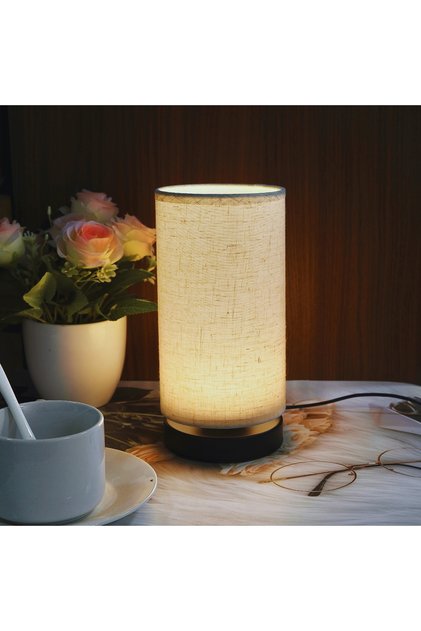 YELLOW black Nordic Fabric Table Lamp, USB Powered, Suitable for Living Rooms, Bedrooms, Offices - P