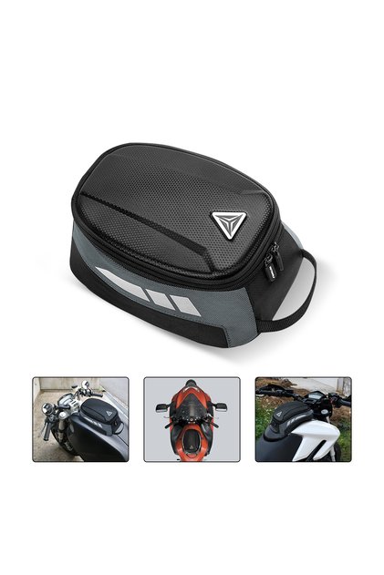 Black Magnetic Motorcycle Tank Bag EVA Hard Shell Motorbike Fuel Oil Tank Bag 4.5L Portable Card Pho