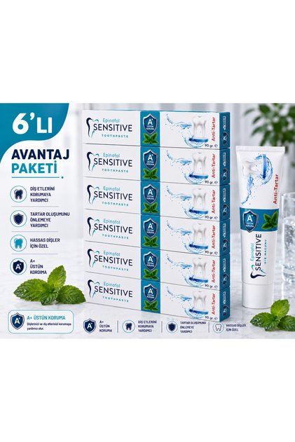6 Adet Epinafol Sensitive Diş Macunu Antitartar A+ Üstün Koruma 90 Gr Anti-Tartar