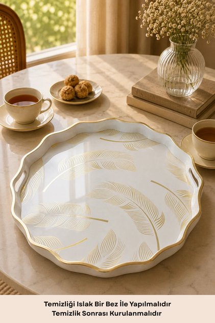 Ilgaz 40X40 cm Glass Presentation Tray Tea Coffee and Breakfast Tray
