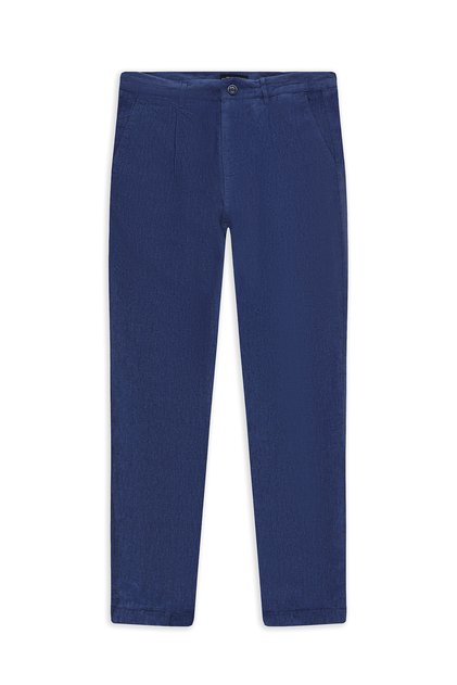 Regular Fit Standard Cut Pleated Linen Canvas / Chino Trousers