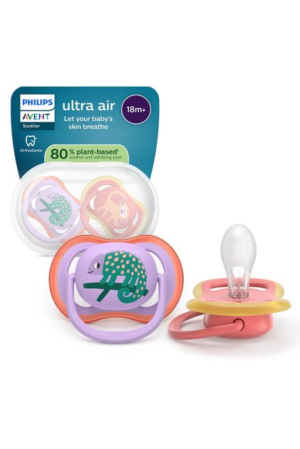 Set 2 suzete Philips Avent Ultra Air SCF349/47, tetina extra-ferma, ortodontice, fara BPA, 18 luni+