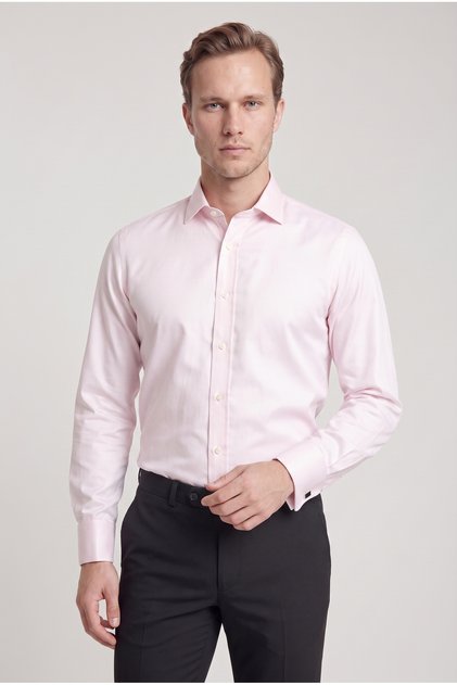 Ds Damat Slim Fit Pink Plain Nano Care Shirt