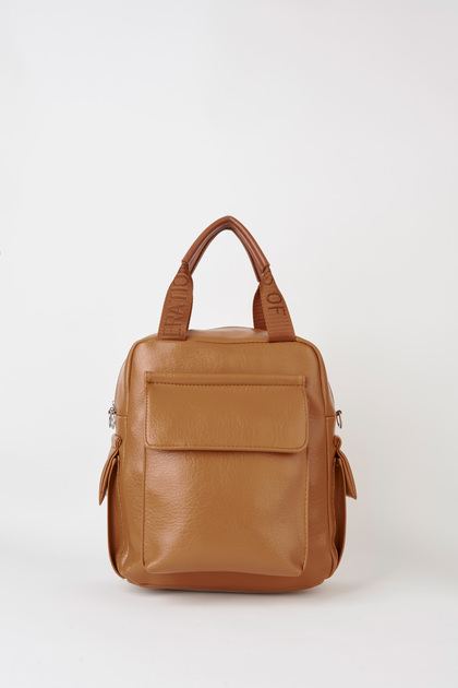 Women's Swan Tan Multi-Pocket Zippered & Flap Adjustable Strap Travel & Daily Backpack