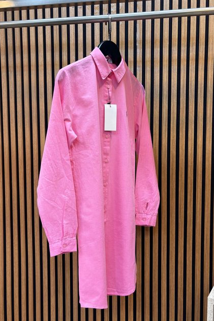Women's Linen Tunic & Shirt Dress with Embroidery Details 100% Cotton Fabric Code:Js26Pl001