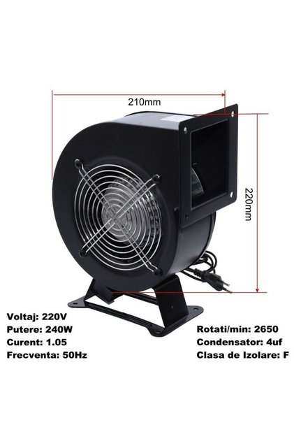 Ventilator Centrifugal 220V 240W Turbina Aer Industrial 2650rpm 150FLJ17-2W2