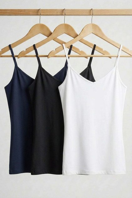 3-Piece Cotton Blend Tank Top Set with Straps