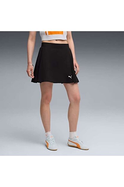 Puma Wardrobe Essentials Pleated Skirt Kadın Siyah Pileli Etek
