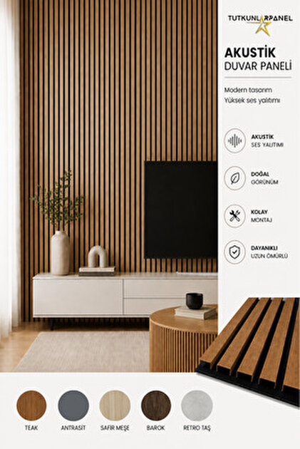 ZETA WOOD 120 Cm 12 Adet Kendinden Yapışkanlı Ahşap Çıta - Teak