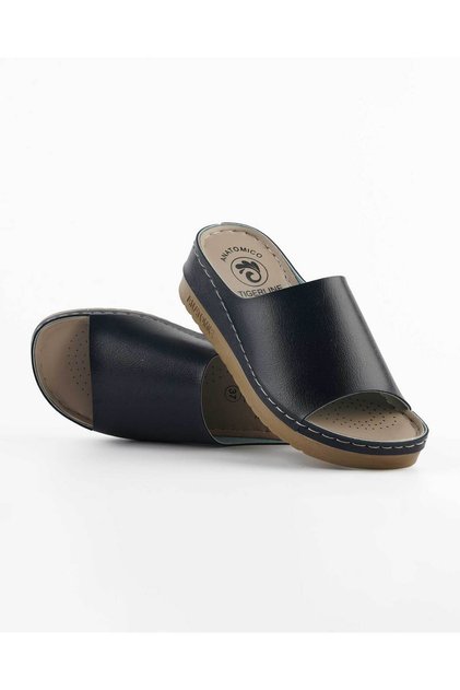 Women's Summer Comfortable Slippers Wide Band Soft Anatomical Sole Daily Comfort Navy Blue
