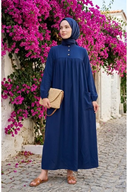 Aerobin Fabric Relaxed Fit Dress with Pockets 0278-04 Indigo
