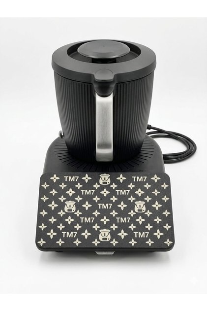 Protectie ecran compatibila Thermomix TM7, anti-zgarieturi, Design Abstract, Negru si Bej