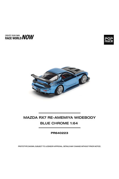 Pop Race 1/64 MAZDA RX7 RE-AMEMIYA WIDEBODY BLUE CHROME PR640223