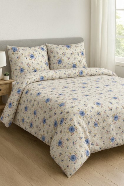 100% Cotton Duvet Cover Set with Double Elasticated Sheets | Full Team