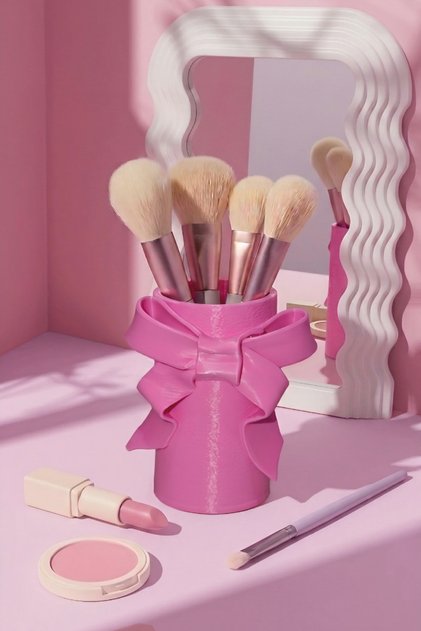 Bella Fiyonk Modern Makeup Organizer – 12 cm Aesthetic Brush Holder Pink