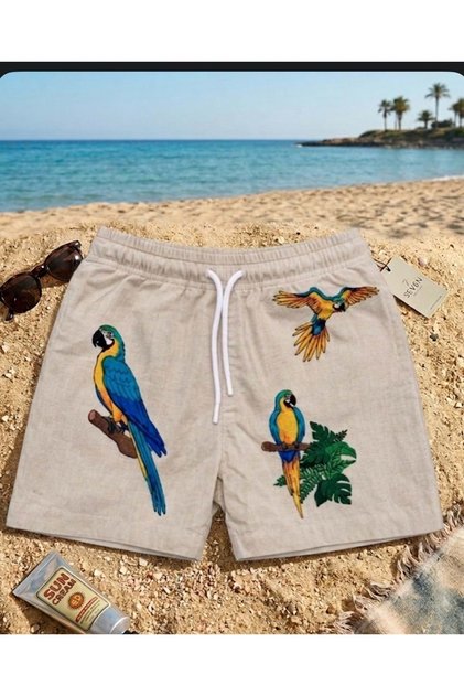 Boys' premium printed swim shorts with mesh lining - parachute fabric