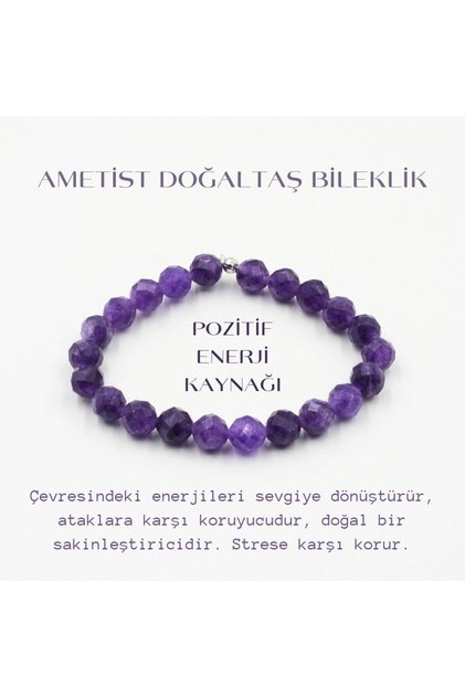 Healing Natural Stone Bracelet | Amethyst Natural Stone Certified 8 mm Faceted Cutting