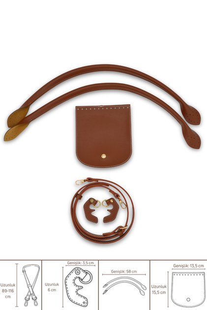 Longchamp Model Adjustable Bag Set Shoulder Strap Bag Accessory 6 Pieces Tan