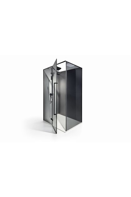 Cabina dus HYDRA 80x120 dreptunghiulara, geam fumuriu securizat 8 mm, profil negru mat