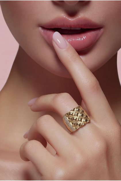 Luxury Adjustable Ring with Stone Pattern
