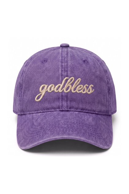 ''Godbless'' Embroidered Washed Hat /''God Bless'' Embroidered Washed Baseball Cap