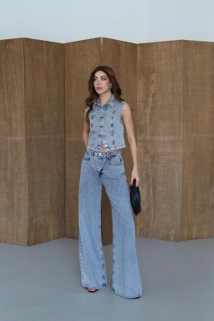 8229 Women's Jean Vest Set