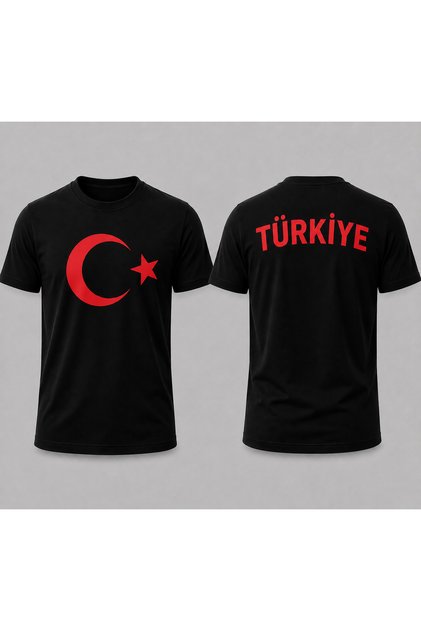 Turkey Print Detailed Basic T-Shirt
