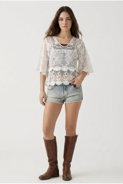 Bohemian Cotton Textured Layered Transparent Blouse