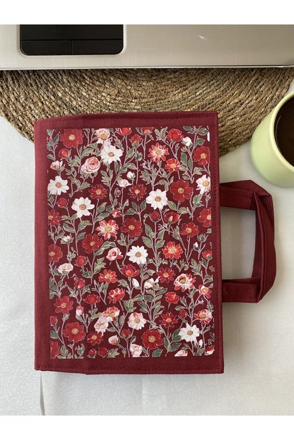Bordo Kitçan 17X24 cm Standard Size Book Bag - with Protective Inner Lining - Flower Wall