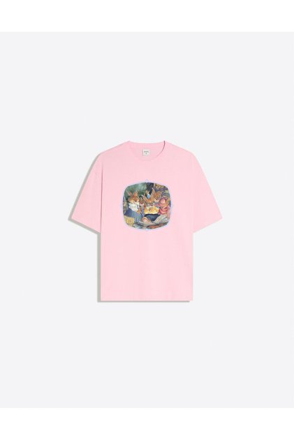 Long Ear Family Printed Crew Neck Oversize Trendy Women's T-Shirt