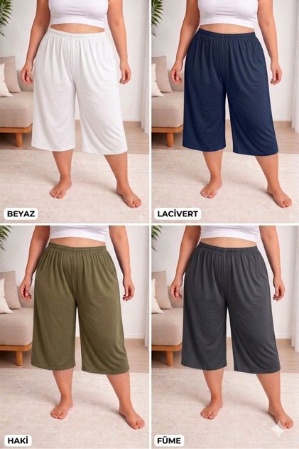 4-Piece Oversize Combed Cotton Capri Shorts – Plus Size