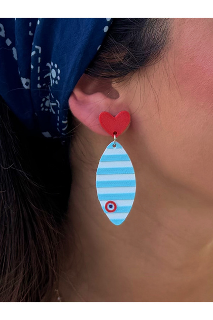 Sardine Figured Sea Themed Earrings