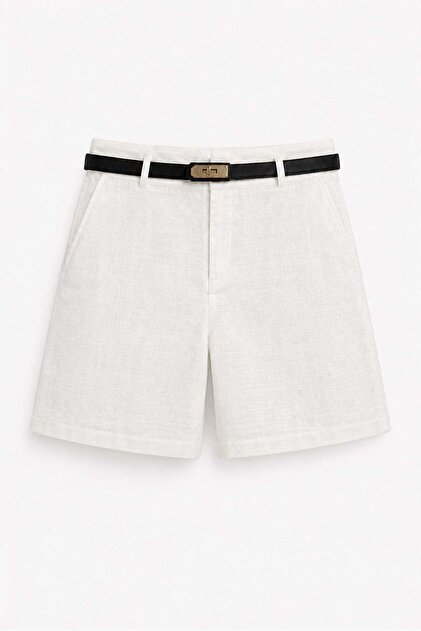 Linen Belted Shorts Ecru
