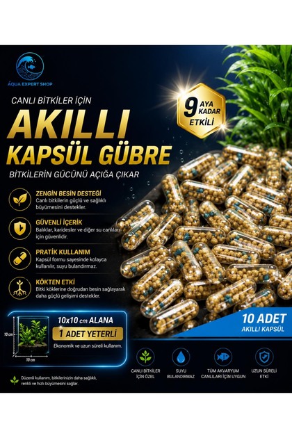 Akvaryum Bitkileri İçin Akıllı Kapsül Gübre - Yeni Üretim - 10 Adet - 9 Aya Kadar Etkili - Dengeli ve Besleyici - Güvenli Kullanım