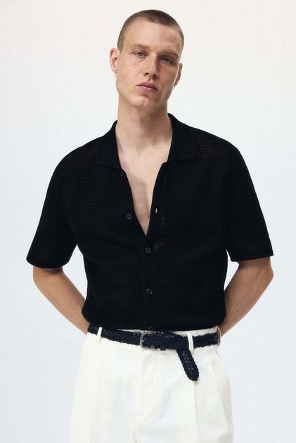 Regular Fit Hole-knit shirt