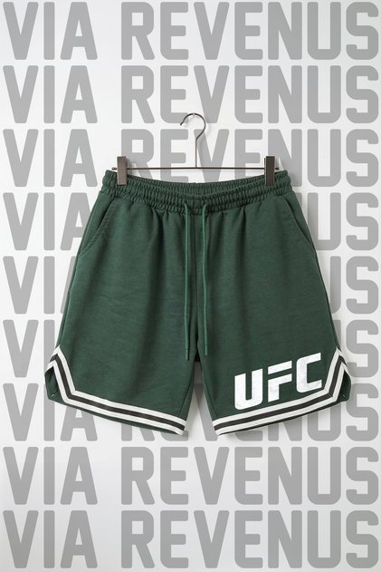 Ufc Printed Unisex Vortex Fabric Sports Training Shorts with Stripe Detail