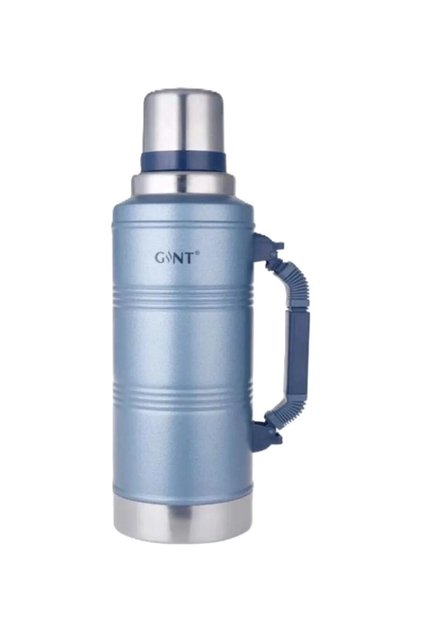 (Gint Modeli) 2.2 Litre Mavi Renk 48 Saat Sıcak ve Soğuk Garantili Aile Boyu Dağcı, Sporcu ve Kamp İçin Vakumlu Paslanmaz Çelik Termos
