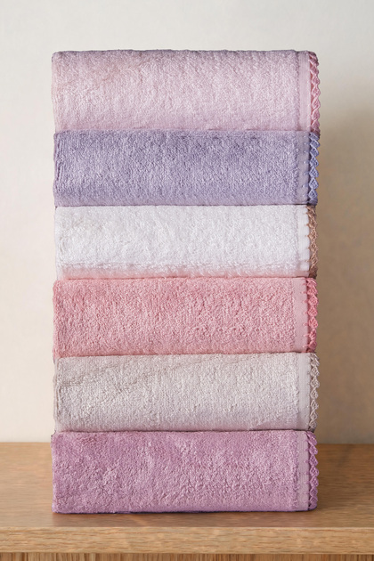 6-Piece Crochet Hand Embroidered 30X50 Towel Set | 100% Cotton Bamboo | Dowry Towel | Kitchen Towel | Soft, Absorbent, and Durable