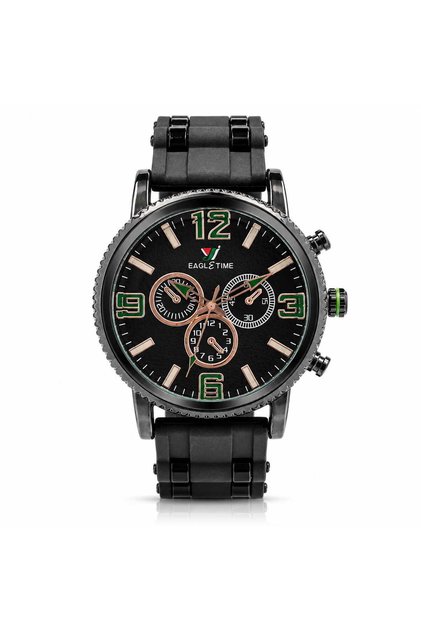 Ceas barbatesc EagleTime CB72, negru, stil casual modern, curea din silicon