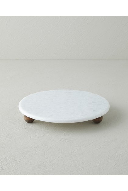 Elegant Mermer Kek Standı 25 cm Beyaz
