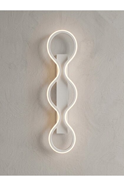 Lumina Loop Beyaz Tasarım Dikey Led Aplik Modern Gece Lambası - 3 Renkli 60 Cm