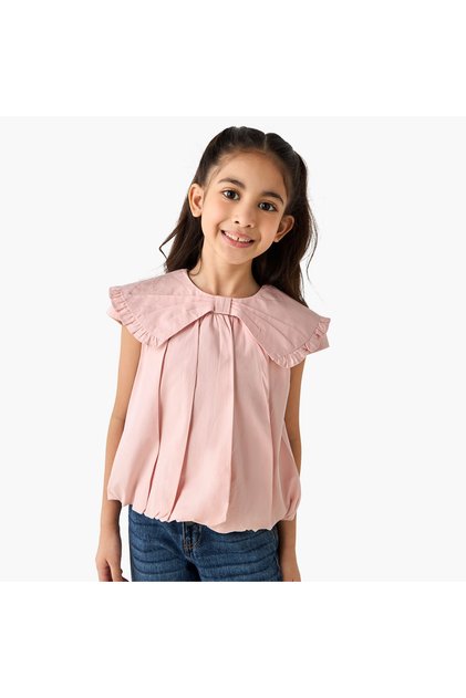 Crew Neck Short Sleeves Top with Bow Detail