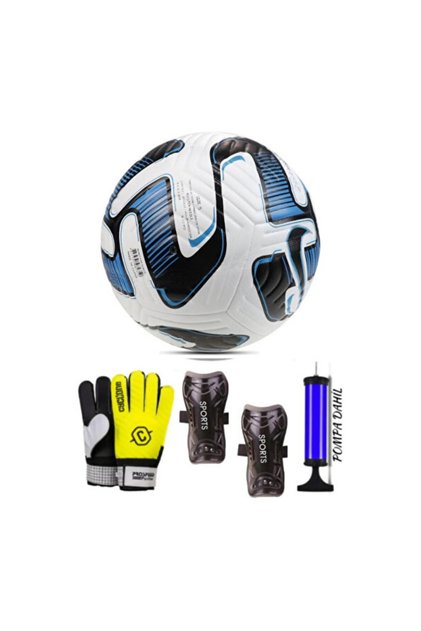 4-Piece Football Set Goalkeeper Gloves and Ball, Blue, Extra, 2024