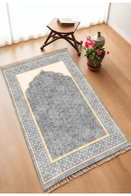 Dekoratif Dijital Baskılı Kaymaz Taban Seccade Namazlık 75x120
