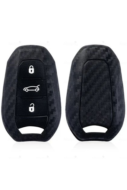 Rıfter Carbon Patterned Silicone Key Case Cover for Peugeot 208 308 408 508 2008 3008 5008 (1 Piece)