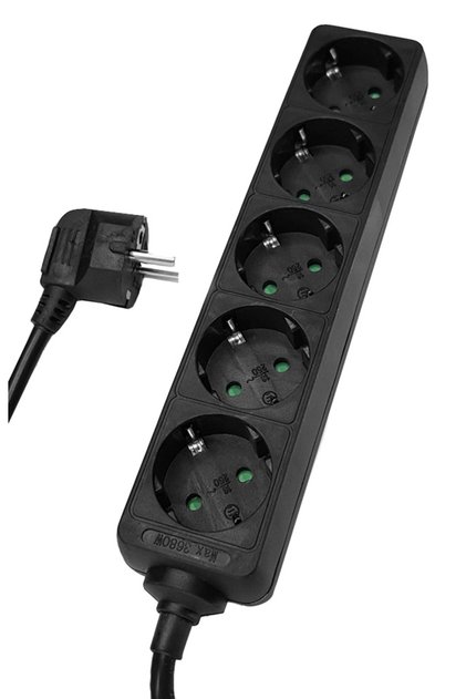 πολύπριζο PT-870, 5x schuko, 16A, 1,5m, μαύρο
