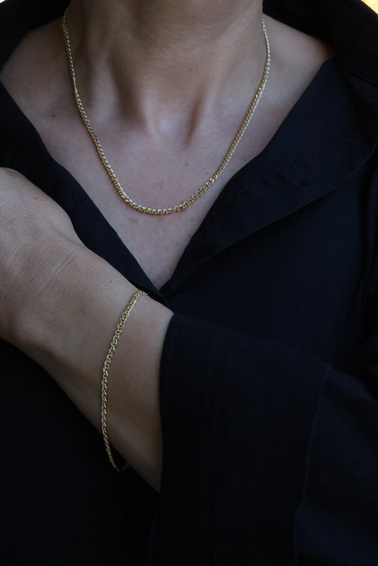 14 Ayar Altın (3 mm) Çiftli Zincir Set