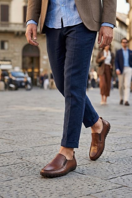 Secure 1823-1 Tan Genuine Leather Men's Shoes
