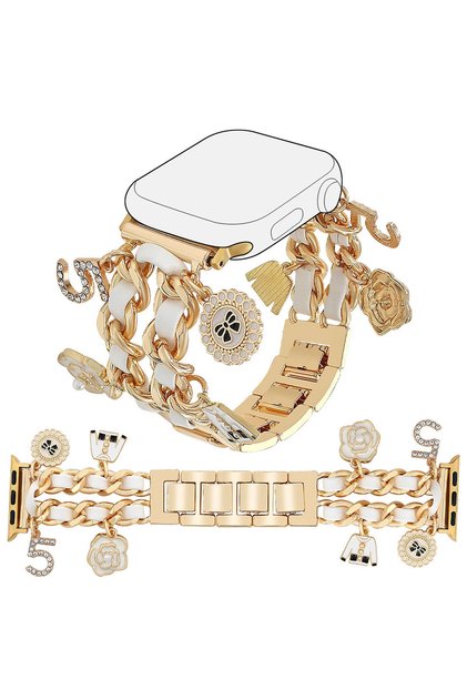 Apple Watch Kadınlar İçin Kalp ve Anahtar Figürlü Kordon ,Ayarlanabilir Metal Tasarım; Apple Watch 38-40-41mm ve Ultra/SE/10-1 Serileri ile Uyumlu