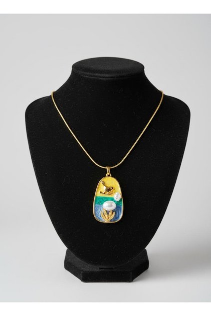 Artsy / Museum Series Italian Snake Chain Enamel Bird Necklace Birthday Friend Special Day Design 45cm